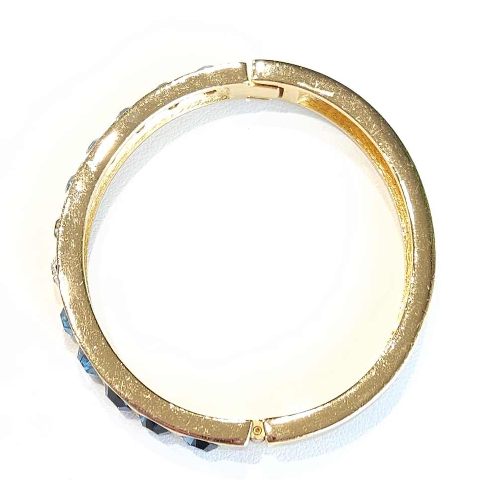 Christian Dior Bracelet Vintage Swarovski Blue Crystal Chr.Dior Gold Bracelet - Picture 11 of 16